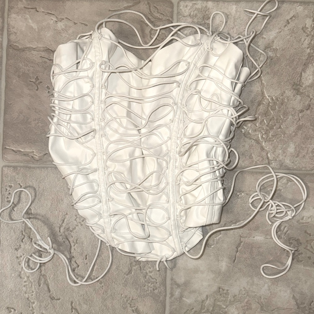White Elastic Fashion Nova Corset Top
